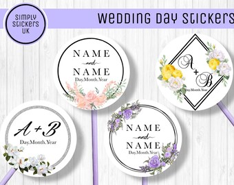Personalised with your surname Wedding name stickers WC24 and date names