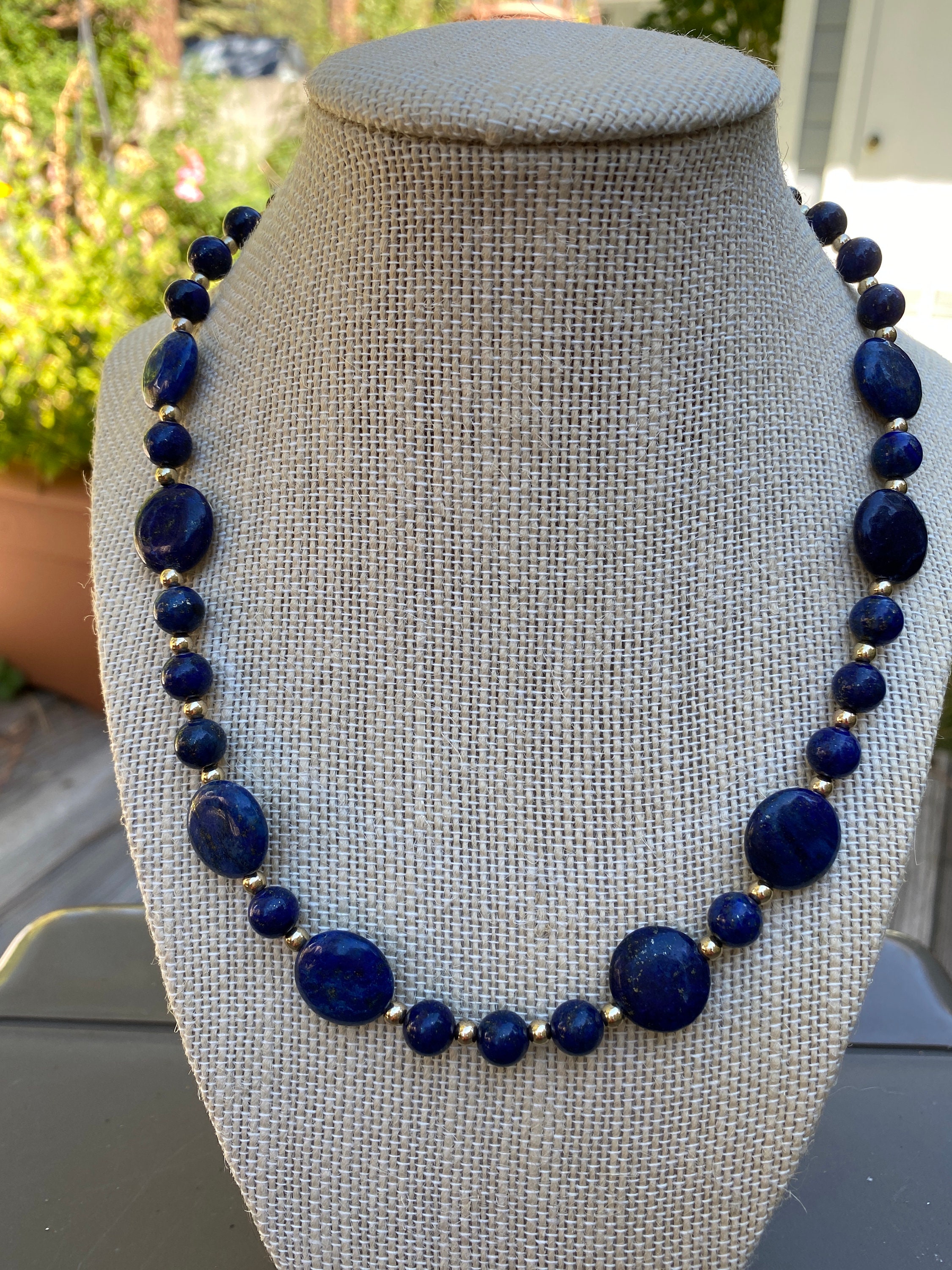 Lapis Lazuli & Black Onyx Gemstones. Women's Necklace. 20 - Etsy