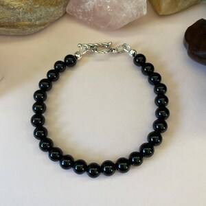 Black Onyx Gemstone Bracelet for Her. Protection. Focus. Clarity. Women's Protection Bracelet. Surround yourself with positive energy.