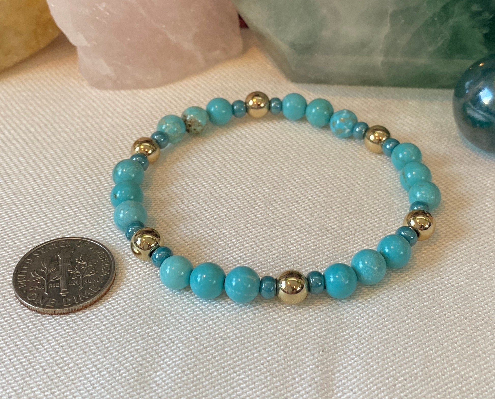 Turquoise Blue Druzy Stone Bracelet - Natural Stone Beads Bracelet for  Women - Best Birthday Gift for Her - Fiona - BR3088A - FIONA ACCESSORIES