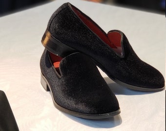 Boy's Black Velvet Loafer Shoes perfect for Weddings, Parties, and other Milestones