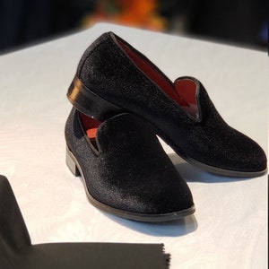 Boy&#39;s Black Velvet Loafer Shoes perfect for Weddings, Parties, and other Milestones