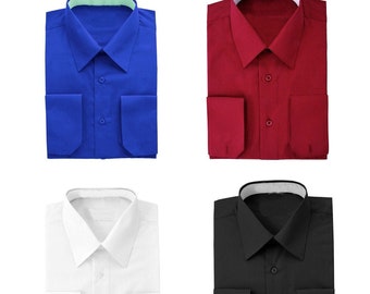 Men's Dress Shirt Long-Sleeve Button Down (Black, Blue, Burgundy, White)