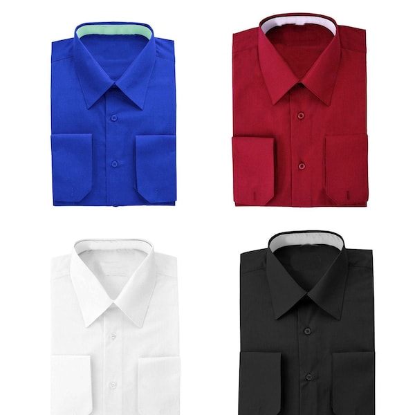 Men's Dress Shirt Long-Sleeve Button Down (Black, Blue, Burgundy, White)