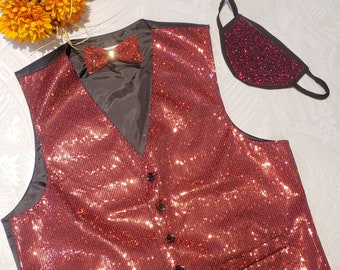 Men's Sequined Vest perfect for Parties, Prom, Weddings, Events, Performances etc.