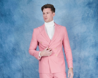 Men's 2-Pieces Pink Double Breasted Suit  perfect for Weddings, Prom, Parties, and other Milestones