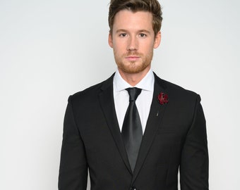 Men's Black 2-Pieces Slim Fit Suit perfect for Weddings, Grooms, Groomsmen, Prom, or Everyday.