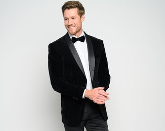 Men's Black Slim Fit Velvet Shawl Lapel Tuxedo Jacket