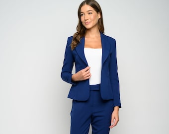 Women's 3-Piece Royal Blue Slim Fit Luxe Suit perfect for Weddings, Parties, Prom, Parties, Work, Engagements