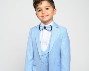 Boys Toddler Teen 5PC Wedding Formal Party FrenchBlue Suit Tuxedo w Vest sz 2-20