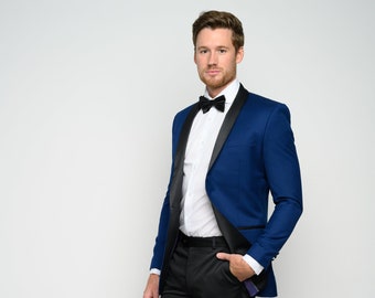 Men's Royal Blue 2-Piece Slim Fit Shawl Lapel Tuxedo perfect for Weddings, Grooms, Groomsmen, Prom, and Formal Occasions