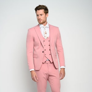 Men's 3-Piece Dusty Rose Slim Fit Tuxedo perfect for Weddings, Parties, Groom, Groomsmen, Prom, Events image 2