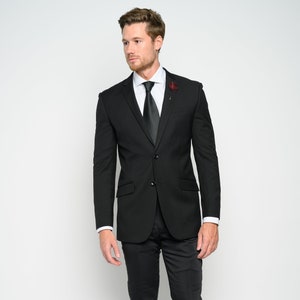 Men's Black 2-Pieces Slim Fit Suit perfect for Weddings, Grooms, Groomsmen, Prom, or Everyday. image 2