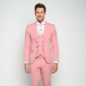 Men's 3-Piece Dusty Rose Slim Fit Tuxedo perfect for Weddings, Parties, Groom, Groomsmen, Prom, Events image 1