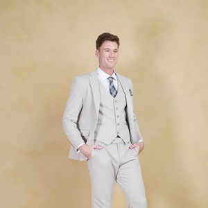 Men's 3-Piece Silver Slim Fit Suit perfect for Weddings, Parties, Groom, Groomsmen, Prom, Events image 1