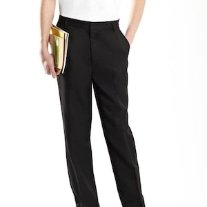 Boy's Black Slim Fit Dress Pants Perfect for Weddings, Parties, Everyday, and other Milestones
