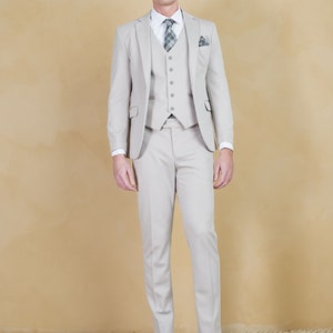 Men's 3-Piece Silver Slim Fit Suit perfect for Weddings, Parties, Groom, Groomsmen, Prom, Events image 2