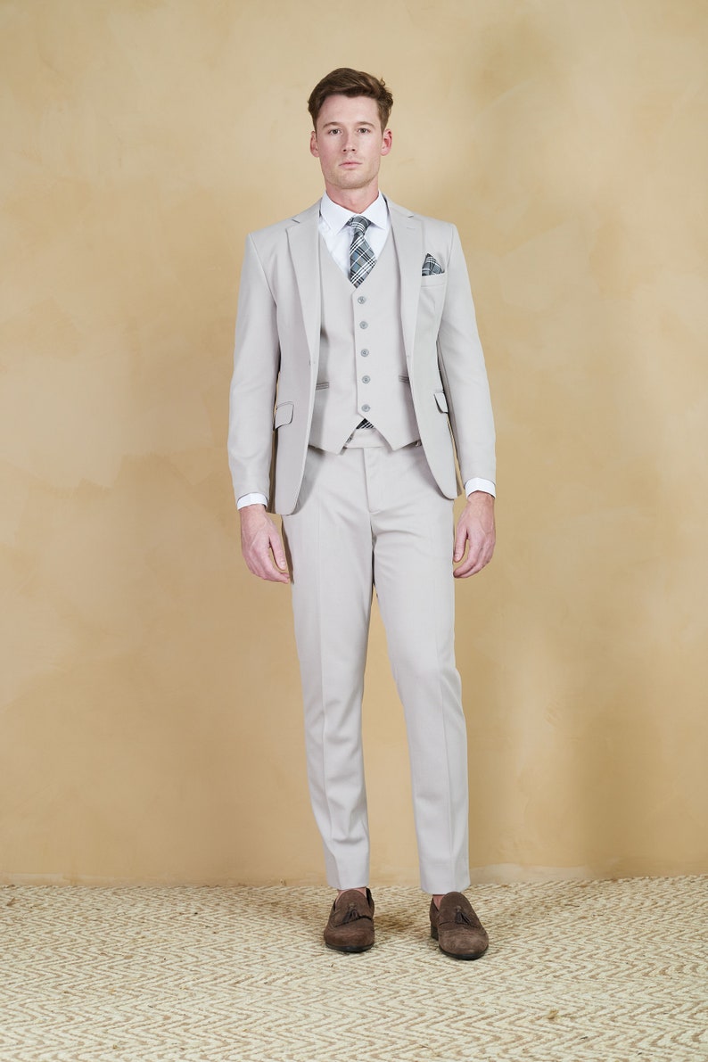 Men's 3-Piece Silver Slim Fit Suit perfect for Weddings, Parties, Groom, Groomsmen, Prom, Events image 2