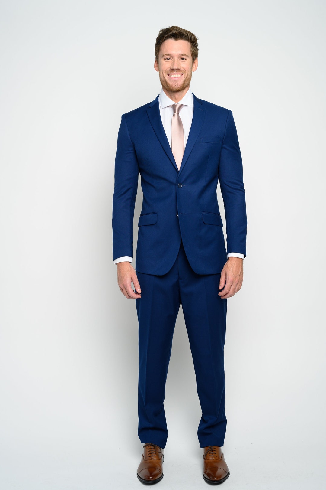 Men's Royal Blue 2-Pieces Slim Fit Suit Perfect for Weddings, Grooms, Groomsmen, Prom, or Everyday.