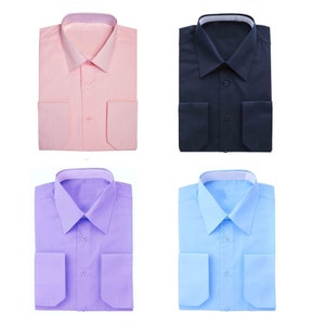 Men&#39;s Dress Shirt Long-Sleeve Button Down (Light Blue, Lilac, New Pink, Navy)