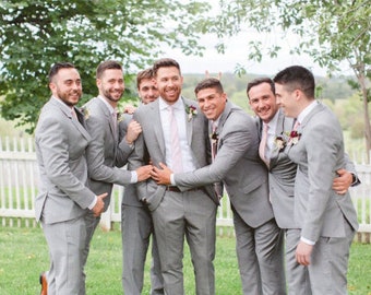 light gray wedding suit
