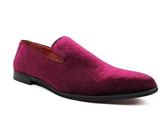 Burgundy velvet shoes best sale mens