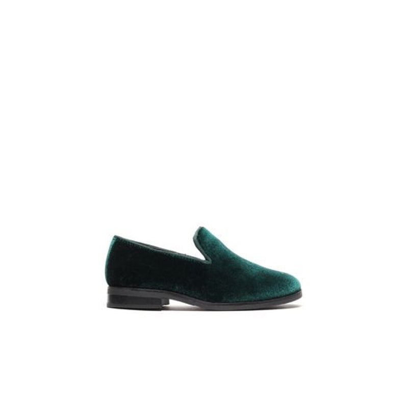 Boy's Hunter Green Velvet Loafer Shoes perfect for Weddings, Parties, and other Milestones image 3