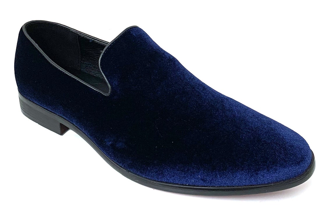 Men's Velvet Loafer Shoes black Burgundy Indigo | Etsy