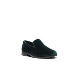Boy's Hunter Green Velvet Loafer Shoes perfect for Weddings, Parties, and other Milestones image 2