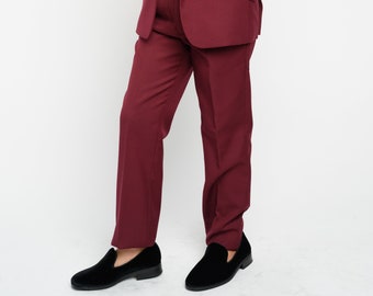 Boy's Burgundy Slim Fit Dress Pants Perfect for Weddings, Parties, Everyday, and other Milestones