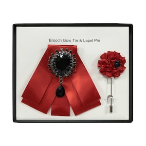 Men&#39;s Brooch Bow Tie and Lapel Fashion Set (Black, Blue, Navy, Red, Silver)