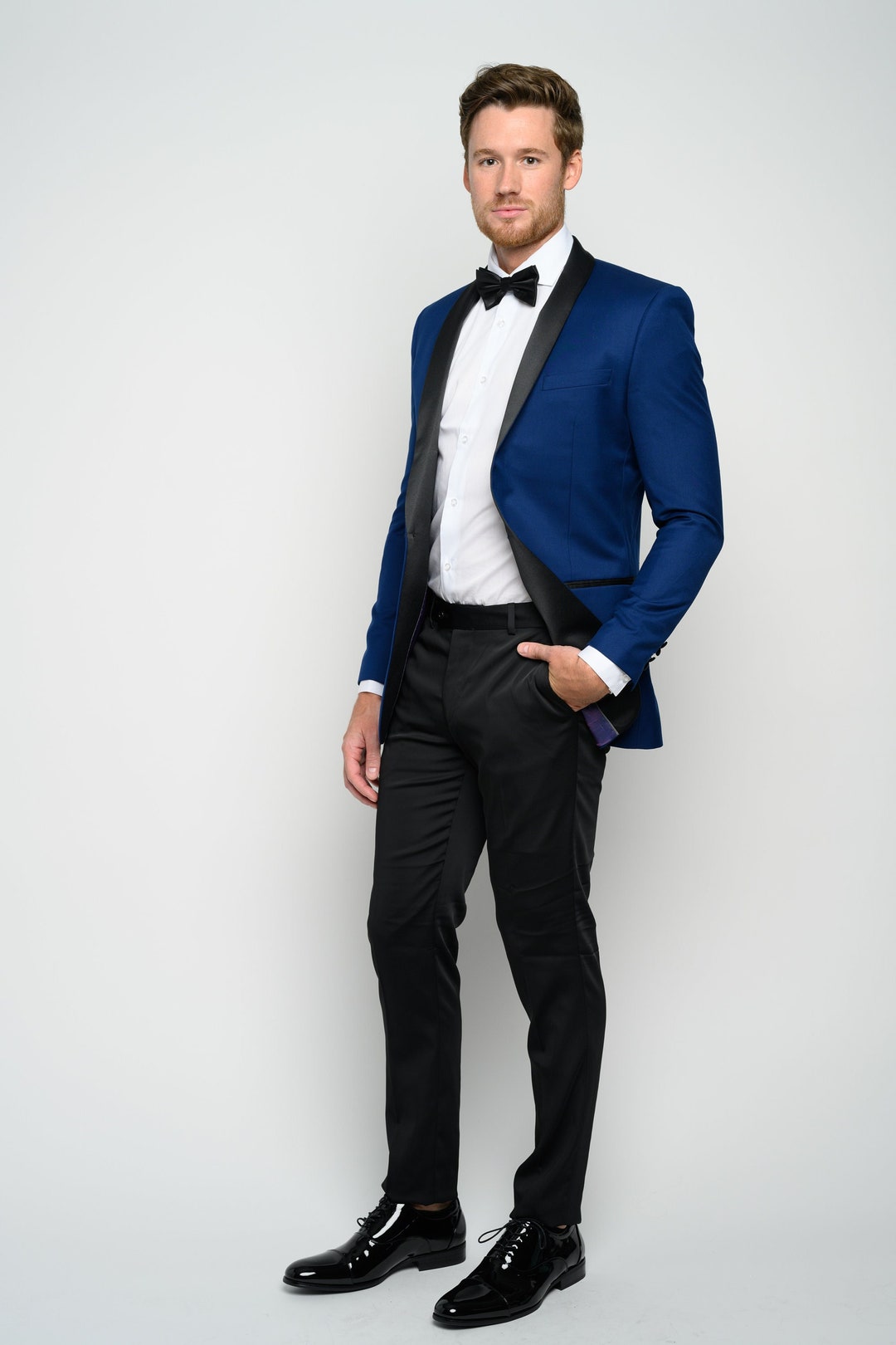 Mens Slim Fit Shawl Prom Tuxedo in Royal Blue main image 0