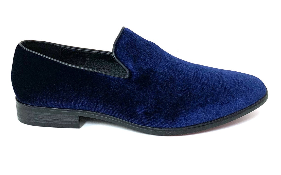 Men's Velvet Loafer Shoes black Burgundy Indigo | Etsy