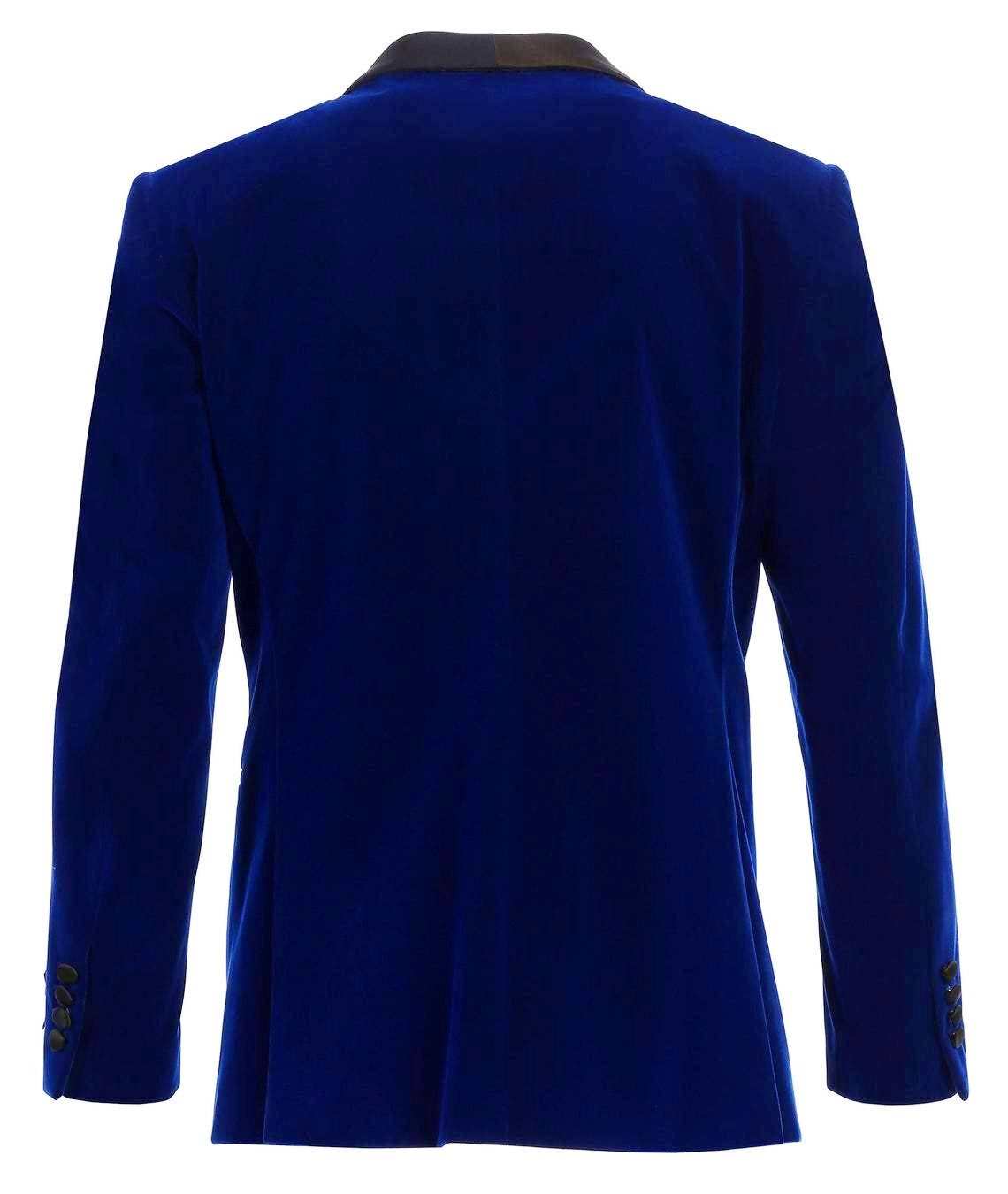 Mens Vested Wool Shawl Lapel Tuxedo in Indigo Blue