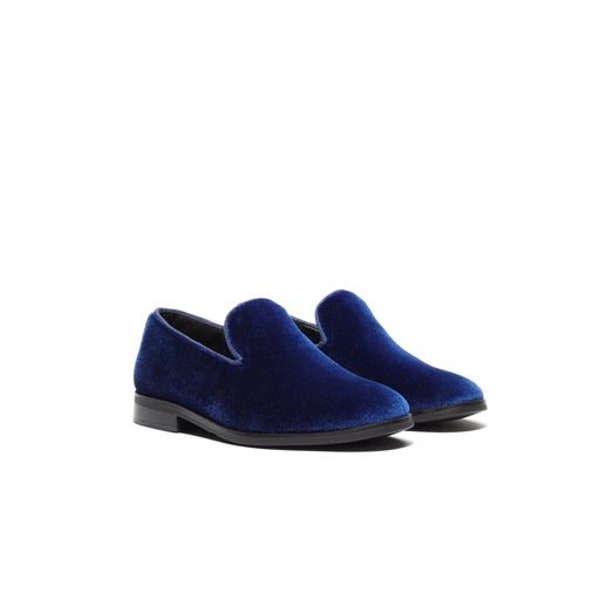 Boy's Royal Blue Velvet Loafer Shoes perfect for Weddings, Parties, and other Milestones