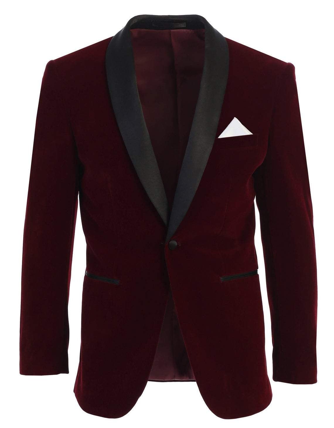 Men's Slim Fit Velvet Shawl Lapel Tuxedo Jacket burgundy - Etsy