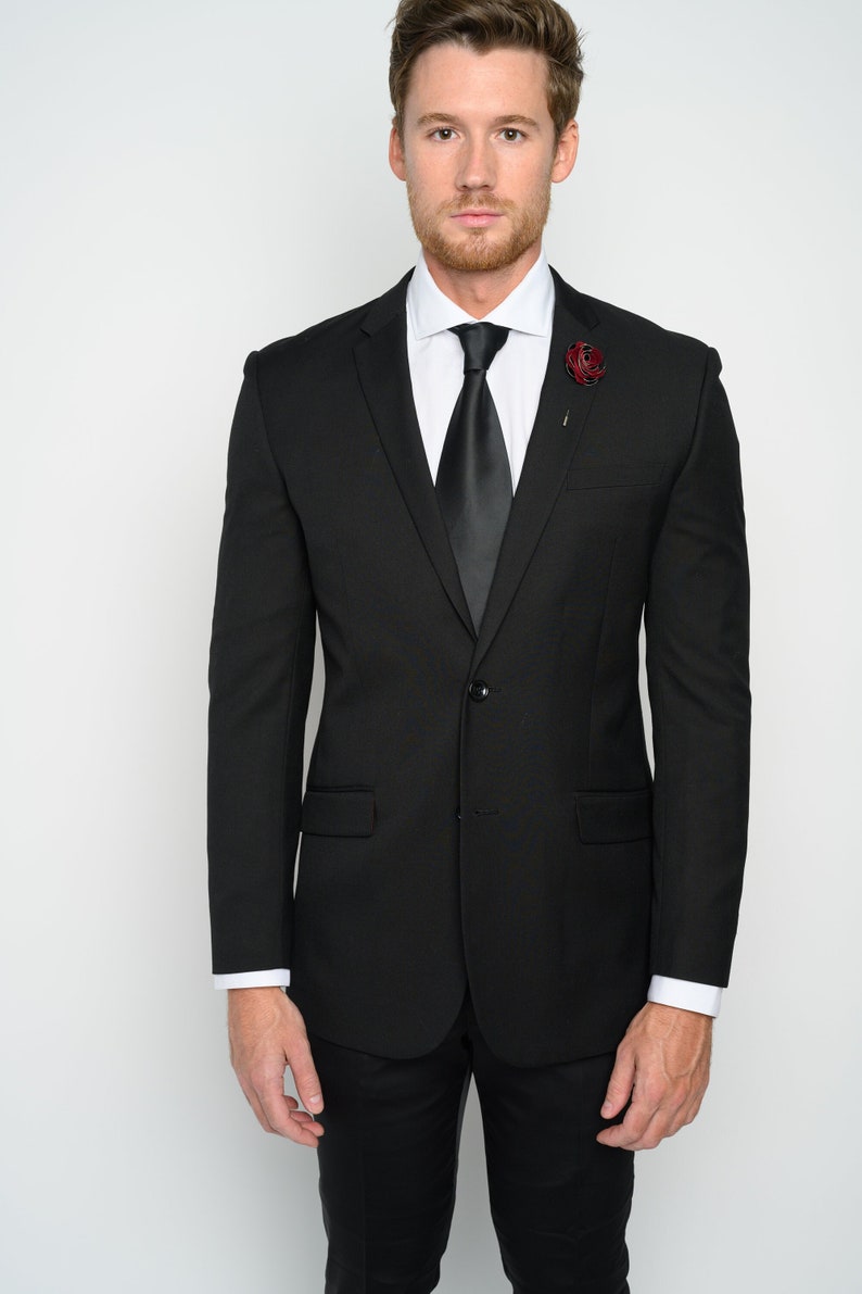 Men's Black 2-Pieces Slim Fit Suit perfect for Weddings, Grooms, Groomsmen, Prom, or Everyday. image 1