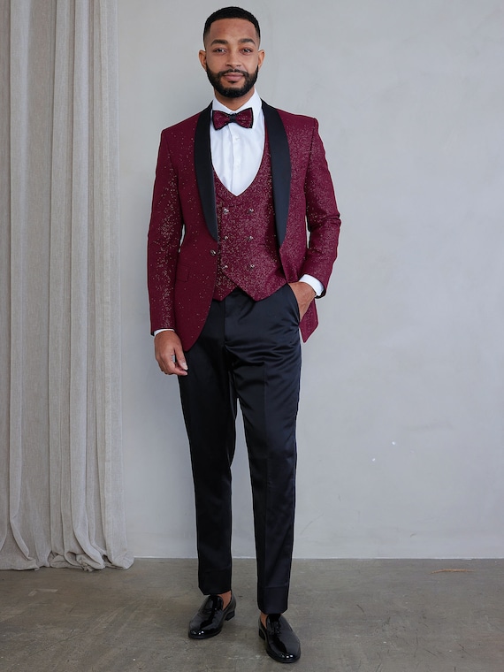 burgundy dress shirt with black tie Hisdern Stain-proof Black Shirt and Checked Tie M