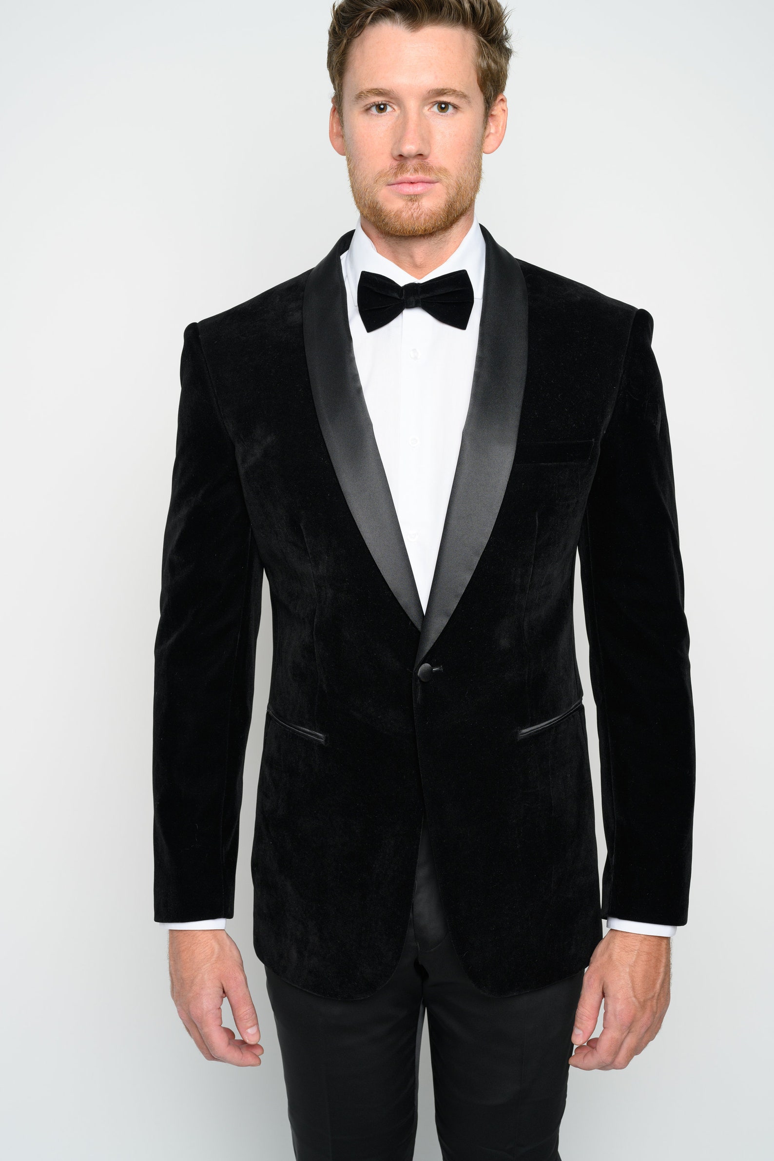 Men's Black Slim Fit Velvet Shawl Lapel Tuxedo Jacket Etsy