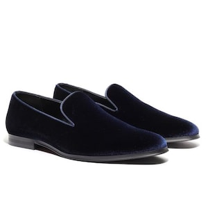 Men&#39;s Navy Blue Velvet Loafer Shoes perfect for Weddings, Parties, and other Milestones