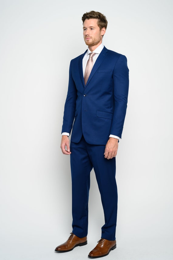 Men's Royal Blue 2-Pieces Slim Fit Suit perfect for Weddings, Grooms, Groomsmen, Prom, or Everyday. Men's Royal Blue 2-Pieces Slim Fit Suit perfect for Weddings, Grooms, Groomsmen, Prom, or Everyday.