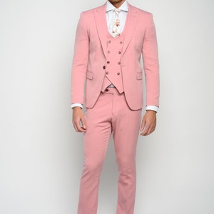 Men's 3-Piece Dusty Rose Slim Fit Tuxedo perfect for Weddings, Parties, Groom, Groomsmen, Prom, Events image 5