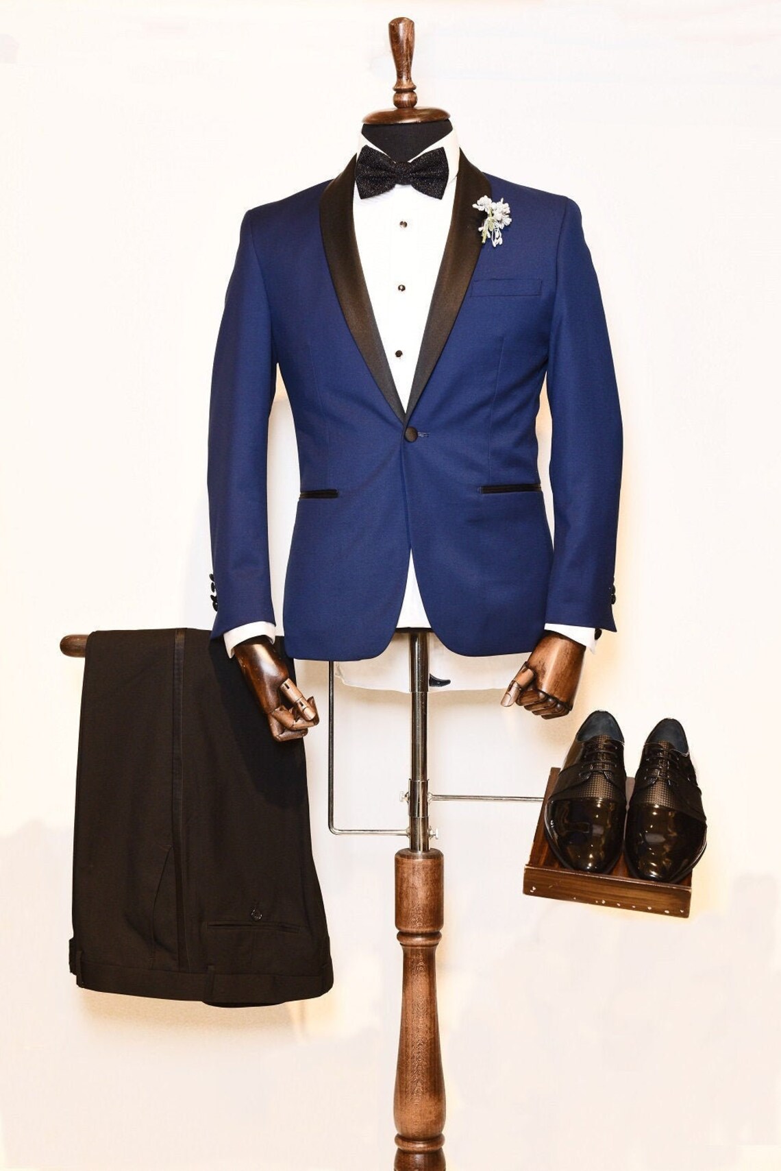 Royal Blue Shawl Lapel Jacquard Groomsmen Tailcoats Blazer 2 Pieces main image 1