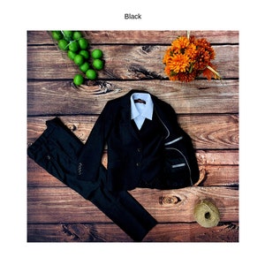 Boy's 3-Pieces Slim Fit Suit perfect for Weddings, Parties, and other Milestones Black
