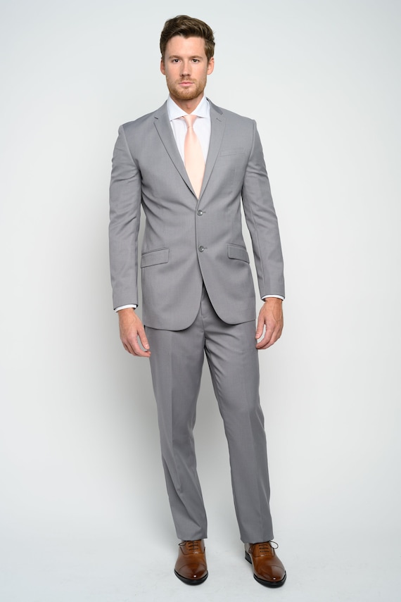 Men's 3-pieces Slim Fit Suit Perfect for Weddings, Grooms, Groomsmen, Prom,  or Everyday light Gray -  Canada