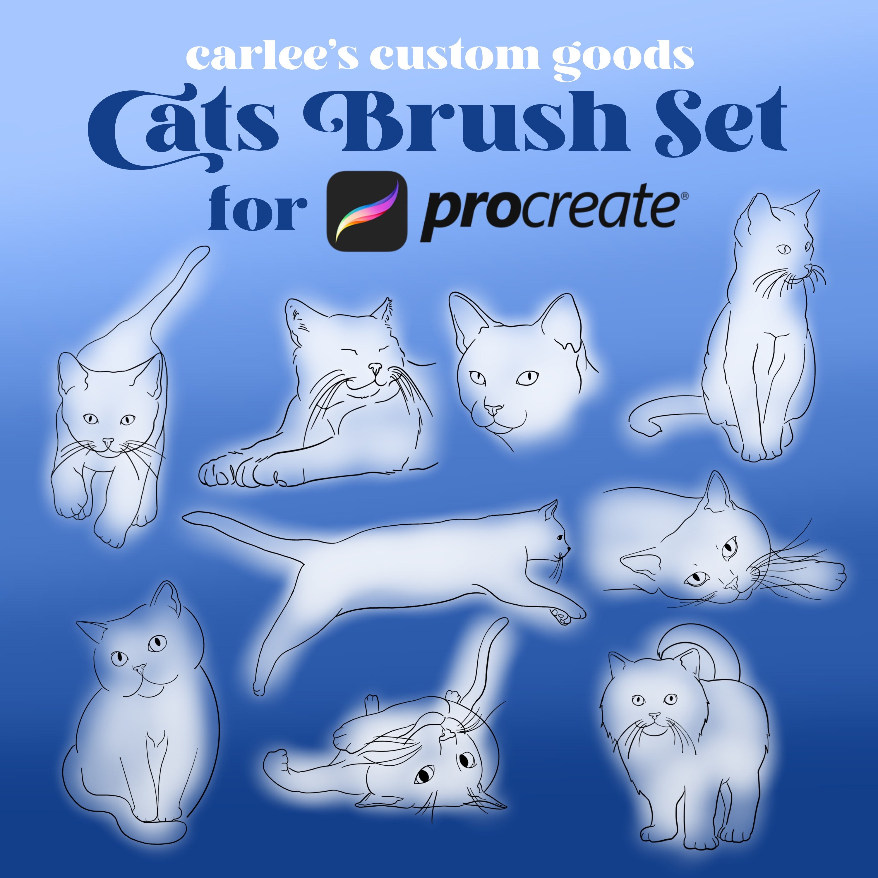 Procreate Cats Brush/Stamp Set Kittens Procreate Pack Etsy