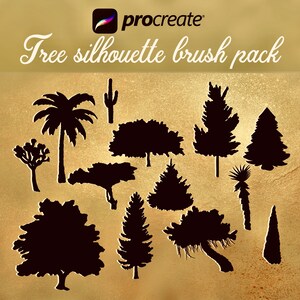 Procreate tree silhouettes brush/stamp pack - digital download item - 13 different trees