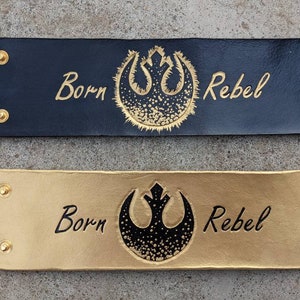 Star Wars Rebel Jedi Inspired Carved Leather Cuff Bracelet