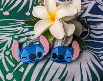 Lilo and Stitch Disney Inspired Hand-Tooled Leather Earrings