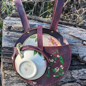 Cat Flower Victorian Teacup Holster Renaissance Steampunk Belt Tea Set Holder